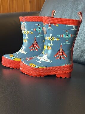 Hatley Kids Brand New Blue & Red Airplane Rain Boots